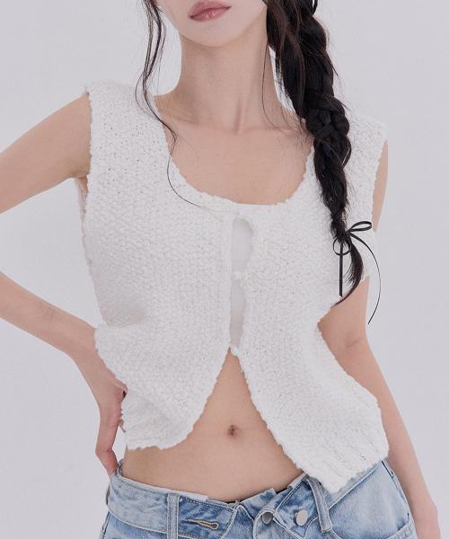 Tetemochi Crochet Knit Vest (Ivory)