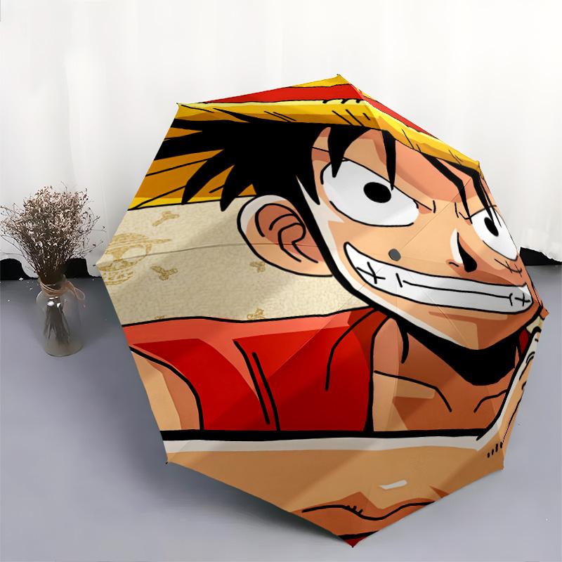 1 PC Automatic Folding Umbrella - Luffy D Pattern Portable Foldable Design With 8 Ribs Christmas Birthday Gifts
