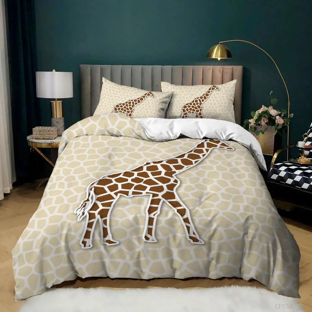 Giraffe Elk 3D Print Girls/boy /teen Quilt Cover Set Cute Animal Deer Bed Duvet Cover Set For Twin Size Winter Comforter Cover