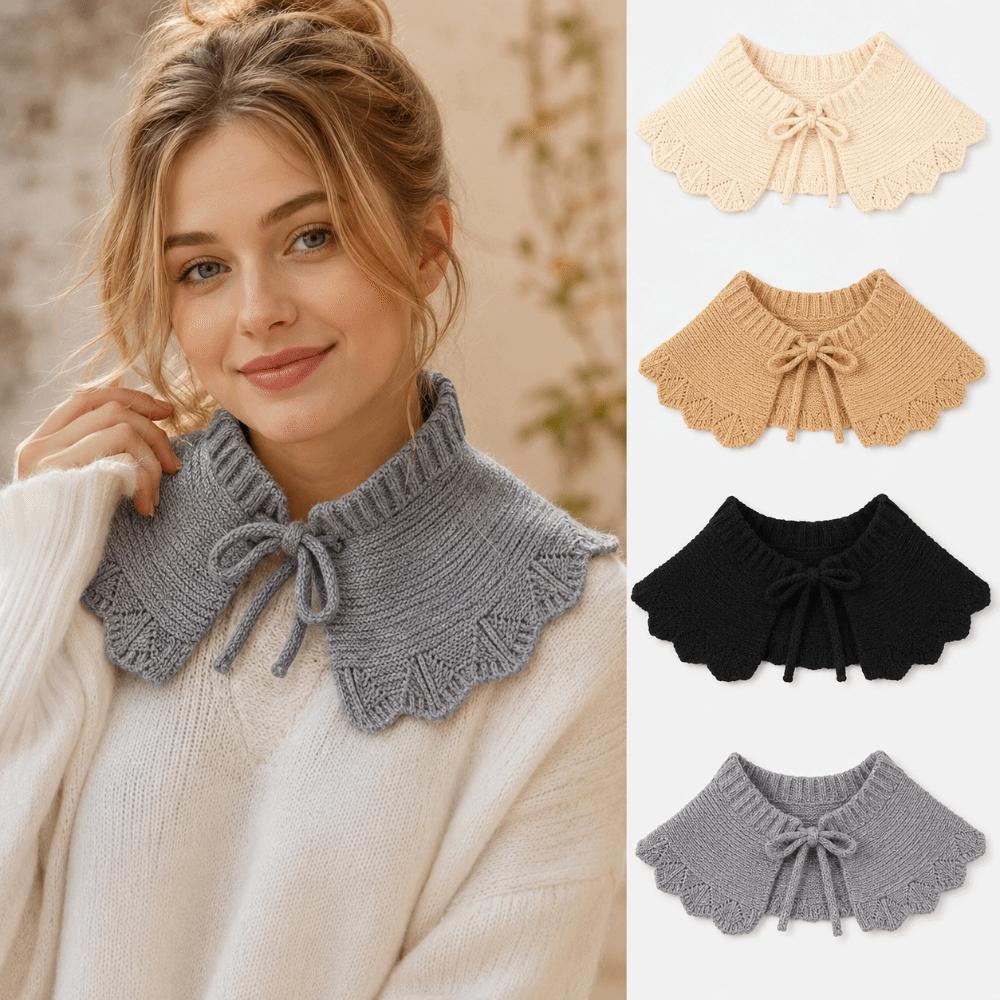 Detachable Fake Collar Hollow Knitted Shawl Collar Accessory New Drawstring Sweater Collar Winter