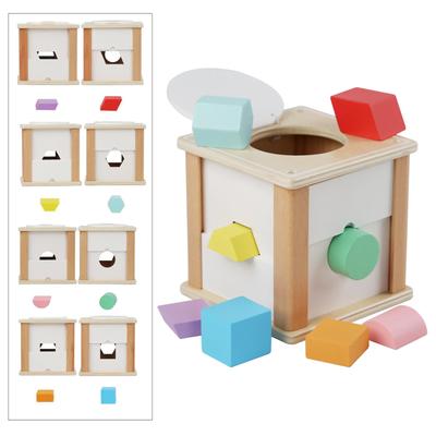 Baby Activity Cube Montessori Shape Block Educational Wooden Center Object Permanence Box