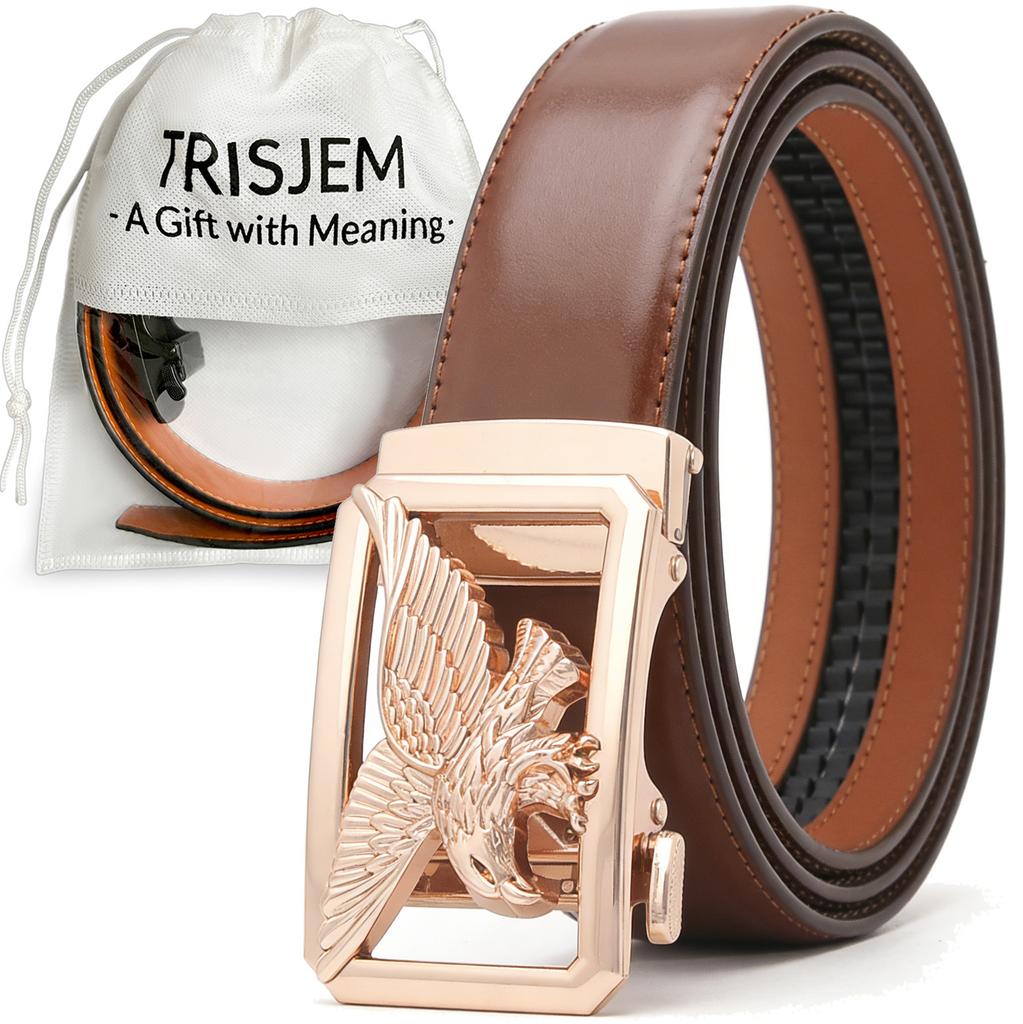 Genuine Leather Men's Belt Golden Silvery Automatic Eagle Buckle Waistband for Man High Quality Designer Male Waist Strap 3.5CM