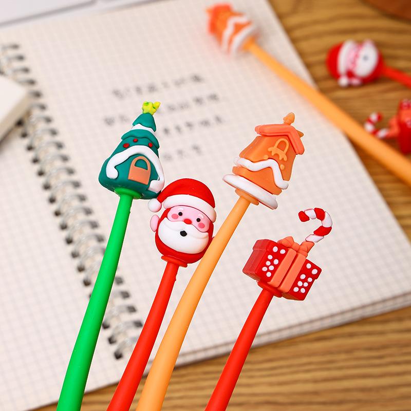 48Pcs Christmas Cartoon Stitch Ballpoint Pen Black 0.5mm Neutral Pen Cute Silicone Decoration Cute Cartoon Style Stationery Gift