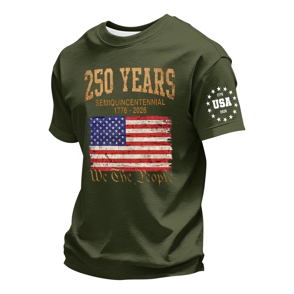 Men's Short Sleeve Crew Neck T-Shirt 250th Anniversary Independence Day Print Casual Comfortable Fit Summer Wear