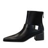 Bigtree Spring Pointed Toe Square High Heels Women Ankle Boots Design Style Fold Belt Buckle Short Booties Shoes Platform Boots