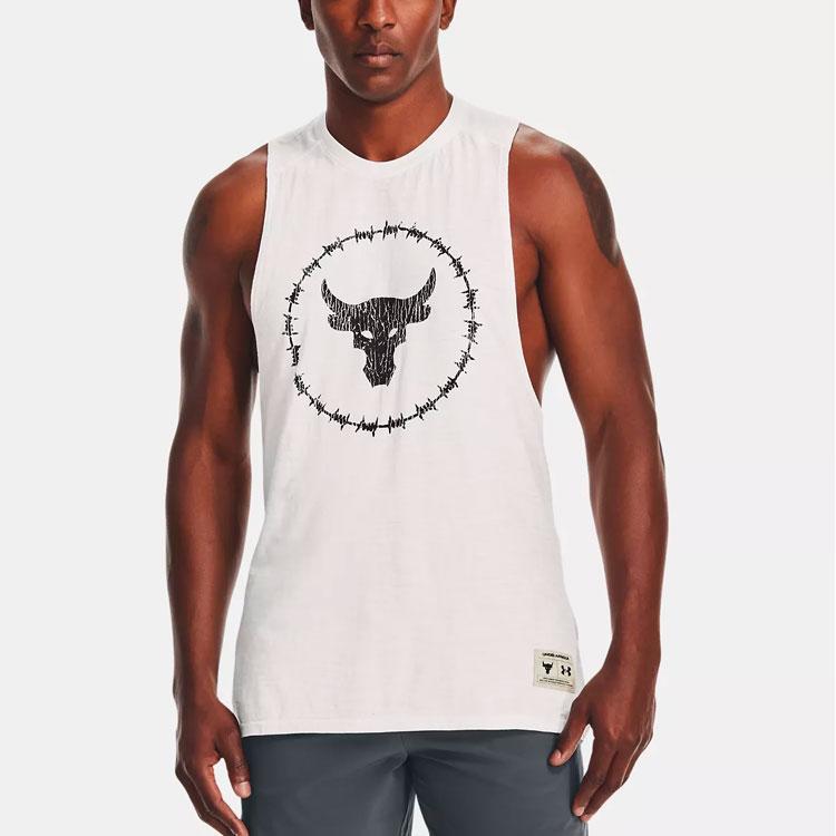 Under Armour Charged Cotton Training Dry Fit Sleeveless T-Shirt Men Tops White 1361623-112