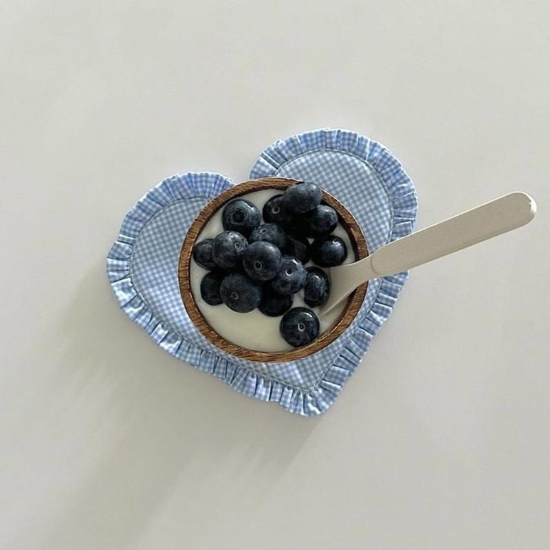 Meal Mat Heart Shape Checked Cotton Placemat Heat Insulation Pad For Family Living Room Meals Mat