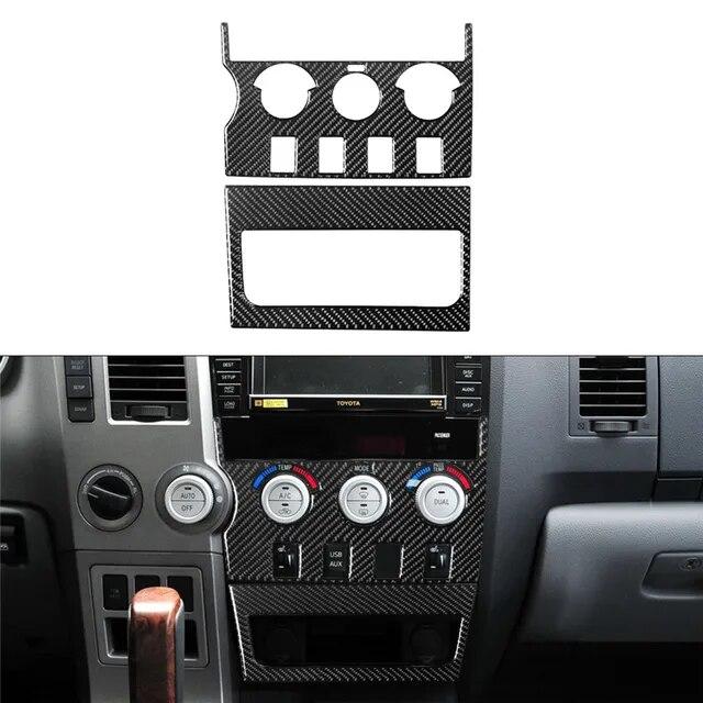 Car Accessories Carbon Fiber Central Control Decorative Panel Strip Sticker Fits Toyota Tundra 2007-2013