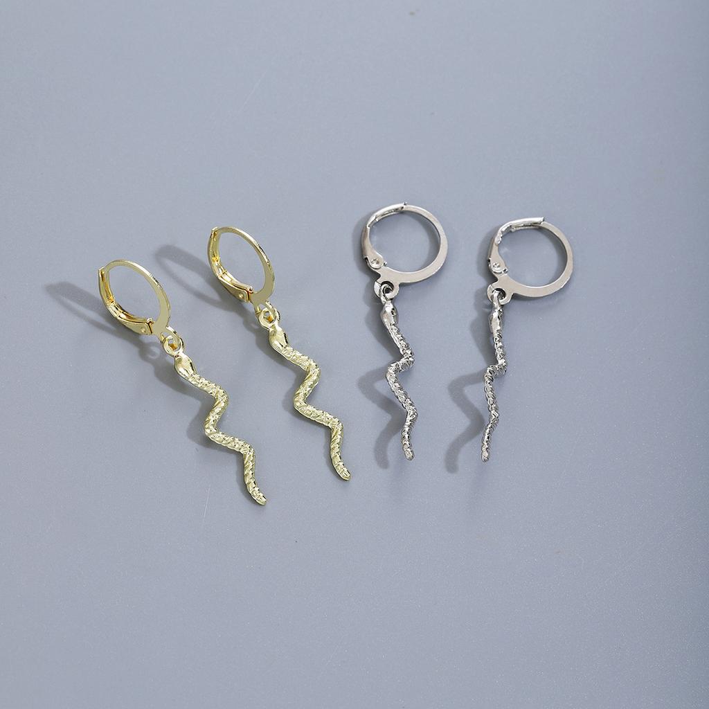 Irregular Snake Pendant Ear Buckle, Exaggerated Temperament Metal Style High-End Fashion Earrings