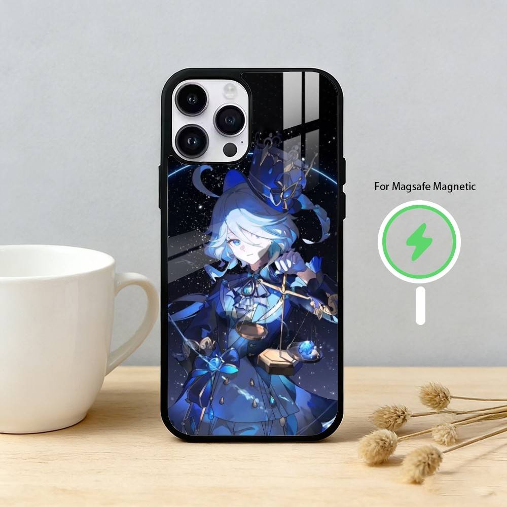 G-Genshin Impact F-Furina Phone Case For iPhone 17/16/15/14/13/12/Plus/Pro/Max for Magnetic Wireless Charging