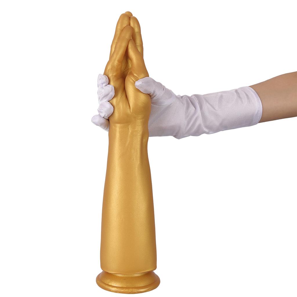 Golden Silicone Hand Fist Anal Plug For Male And Female  Rear End Masturbation Sex Toy  SM Anal Dilator  Oversized Fake Arm
