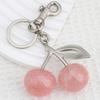 Elegant Crystal Cherrys Shaped Keychain Stylish Woven Charm Pendant Accessory for Fashionable Women Ladies Daily Use