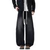 American retro trendy brand splicing scimitar jeans men's trend loose wide legs drape elastic waist long pants men