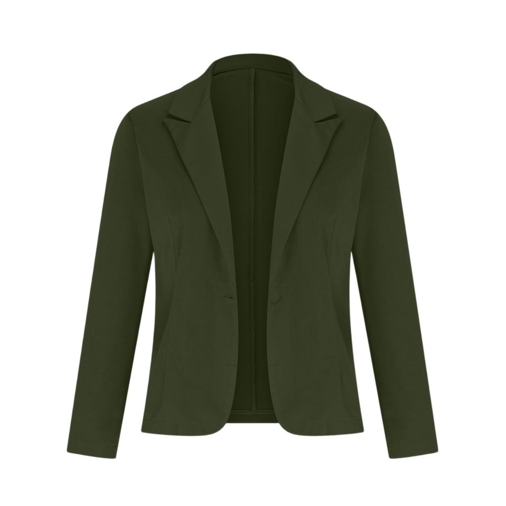 Fashion Women Solid Color Casual Suit Temperament Button Long-sleeved Jacket