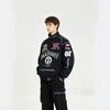 American Vintage Heavy Embroidered Racing Biker Jacket Thick Cotton Coat Teens