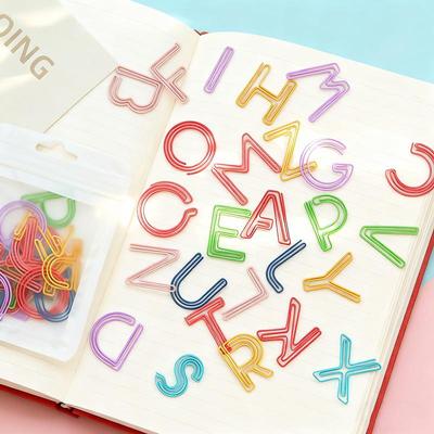 Colorful 26-Piece Letter Paperclip & Bookmark Set - Office & Planner Supplies