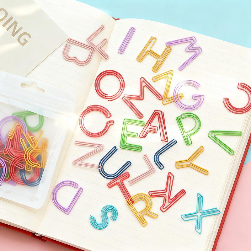 Colorful 26-Piece Letter Paperclip & Bookmark Set - Office & Planner Supplies