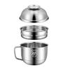 304 Stainless Steel Large Capacity Soup and Rice Bento Box with Compartmentalized Lid for Office Workers