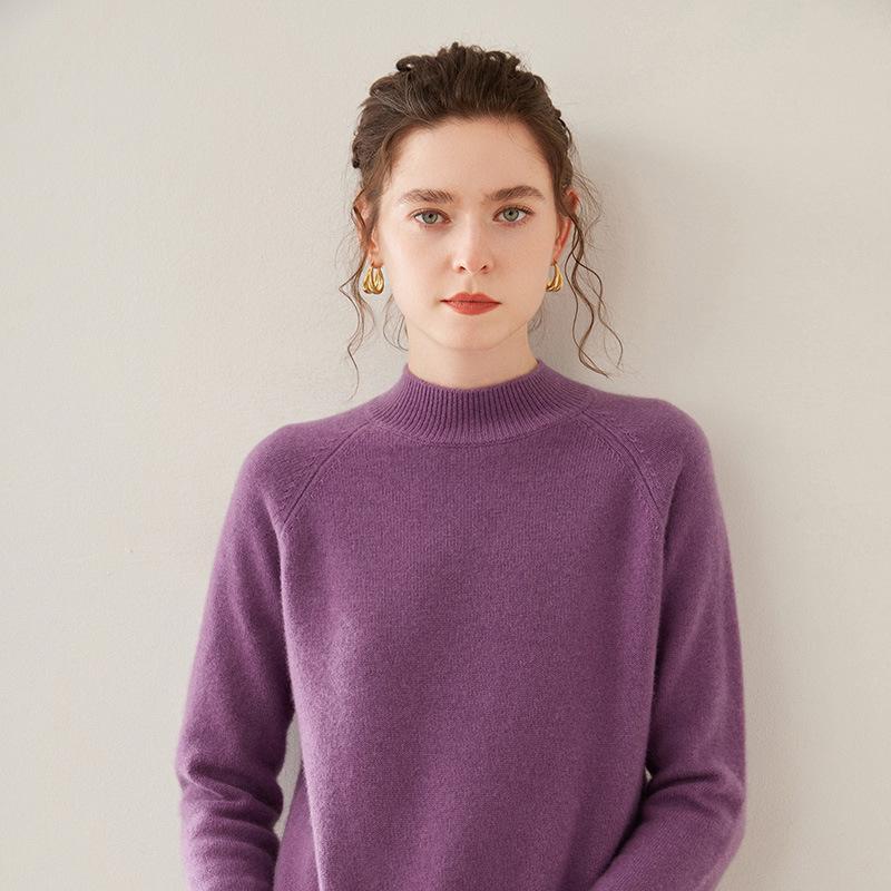 Women's Wool Sweater: 2025 Slim-Fit Half-High Collar Knit Base Layer for Autumn/Winter