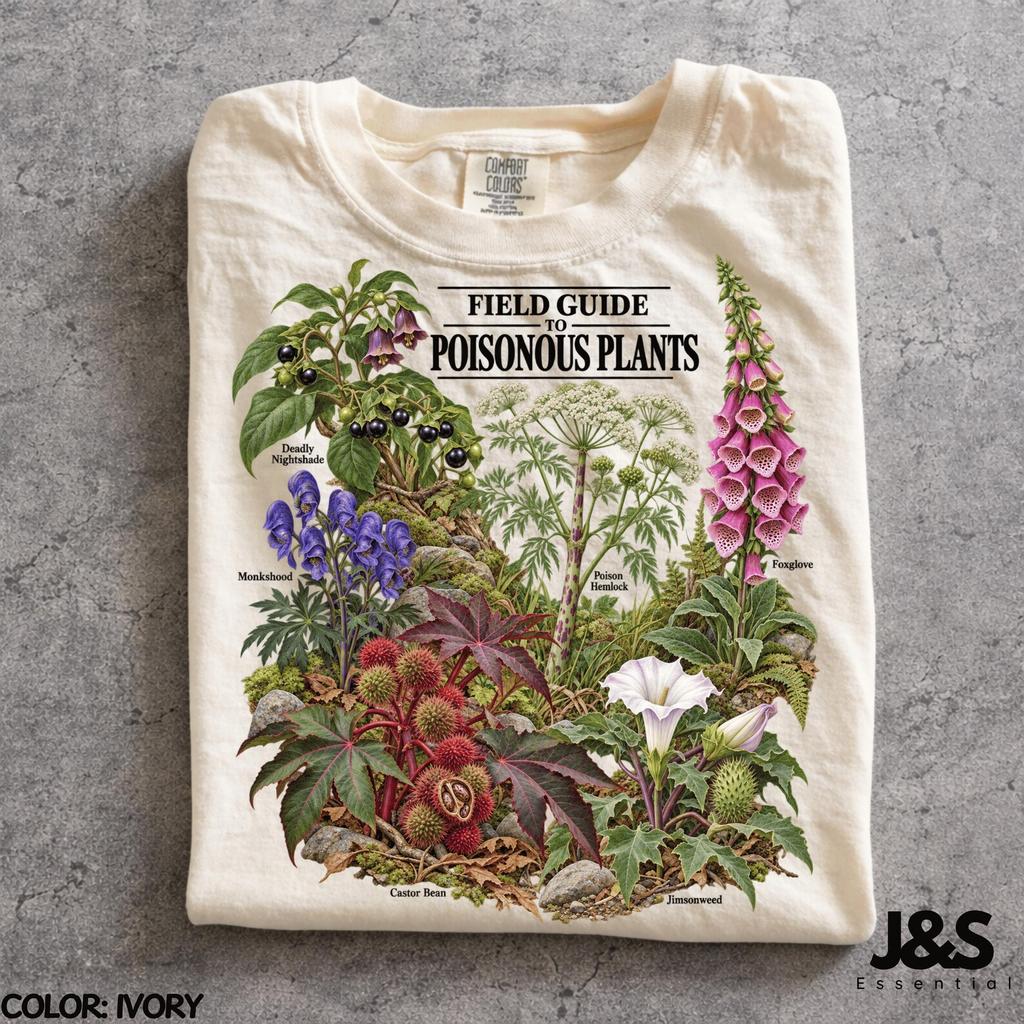 Field Guide to Poisonous Plants Shirt, Toxic Plant T-Shirt, Deadly Nightshade Botanical Tshirt, Witchy Plant Lover Tee, Comfort Colors®