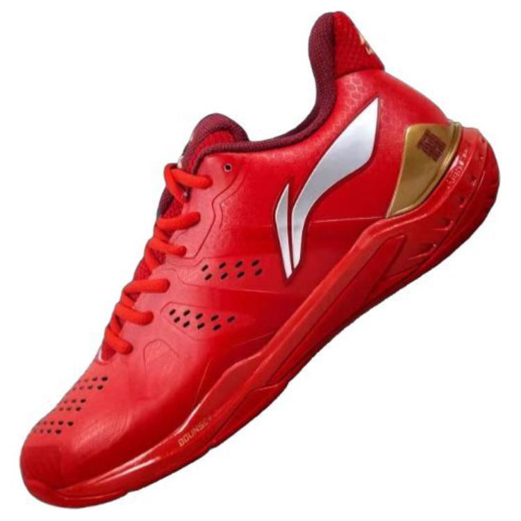 Li Ning Cloud Thunder Cushioning Slip Resistant Abrasion Resistant Low Top Badminton Shoes Unisex Red AYAS028-3