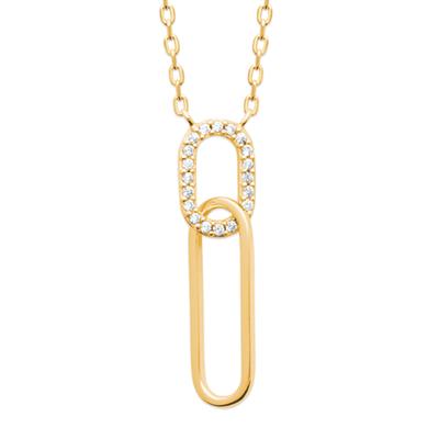 [R5798] - Gold Plated Necklace 'Cléopatra' White Gold - 45 Cm 25x6 Mm (trombone)