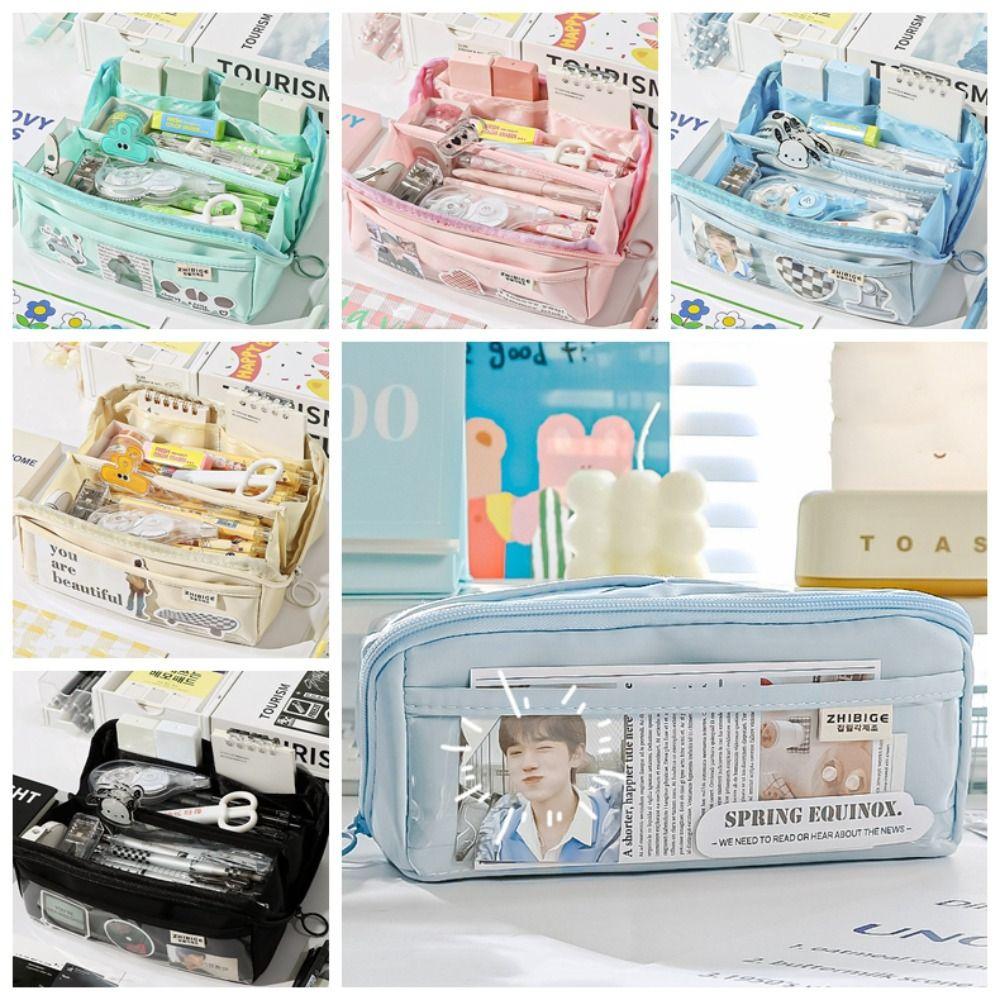 

Multilayer Transparent Layer Pencil Case Prism-shaped 10 Layers Stationery Bag Children Gifts синій