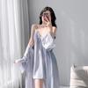 1011 new ice silk suspender nightdress two-piece set with chest pad lace lace sexy pajamas women