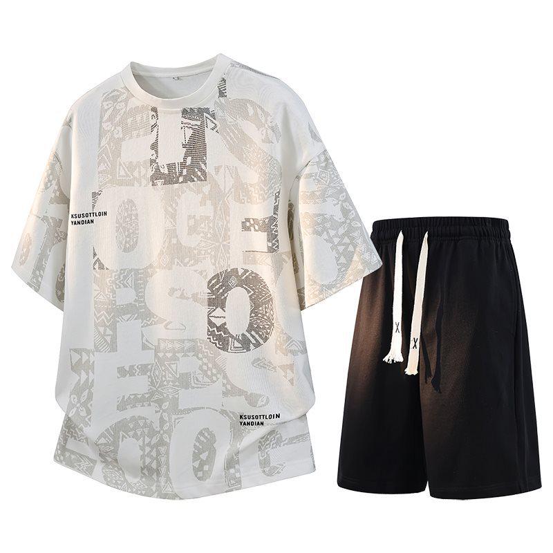 Men's Summer Casual Plus Size Two-Piece Set: Short Sleeve T-shirt & Loose Fit Shorts