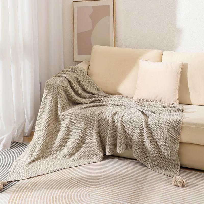 Small Thread Throw Blanket Couch Soft Knitted Sofa Cover Blanket Office Air Conditioning Nap Blanket Cozy Shawl Lounge Bed Blanket For Daily Use