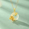 Women Light Luxury Ethnic Style Lotus Peace Buckle Simulated Chalcedony Clavicle Pendant Necklace