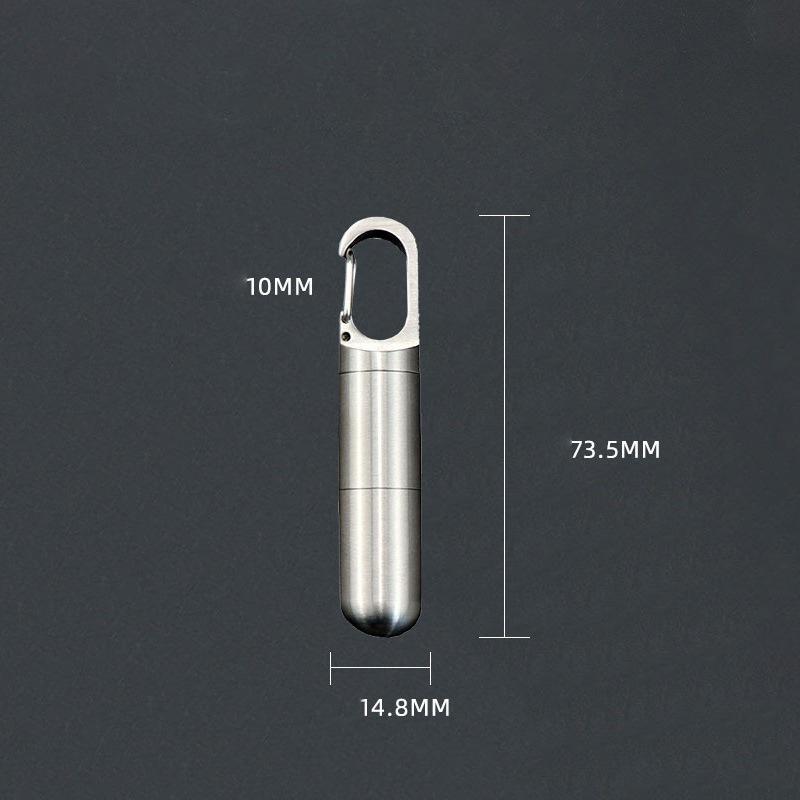 Buckle Keychian Waterproof Pill Box Portable Mini Stainless Steel Sealed Capsule Camping Firstaid Pendant Travel EDC Tools