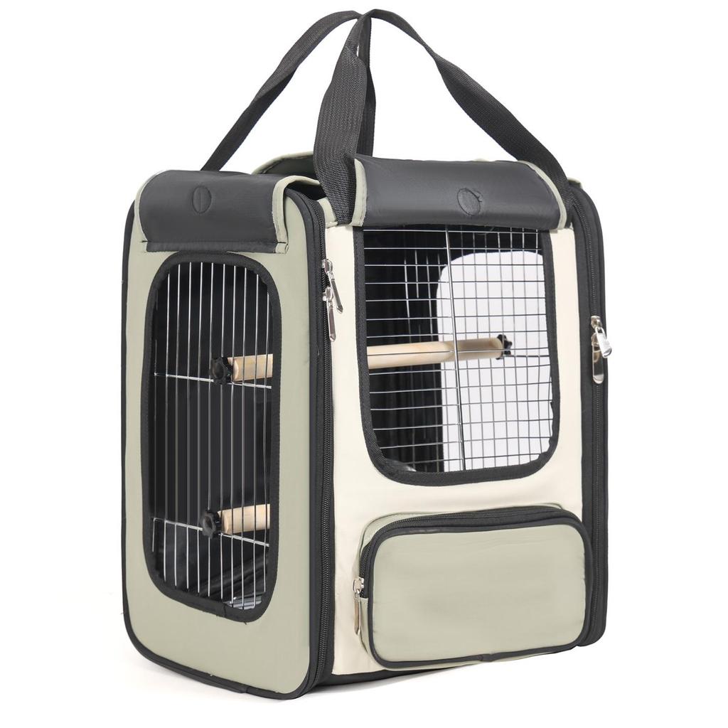 Portable Bird Backpack: Breathable, Water-Repellent, Scratch & Bite-Resistant with Metal Mesh for Parrots, Cockatiels, and Monks
