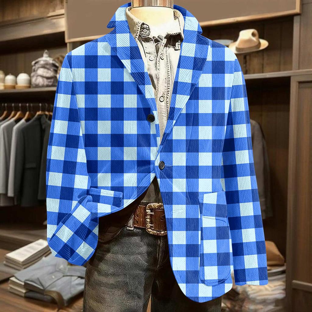 Herren Bedruckter Cord Warmes Taschen-Sakko Strickjacke Herren Freizeitanzug