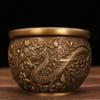 3.7" Collection China Bronze Animal Dragon Phoenix Yuanbao Money Treasure Bowl Statue
