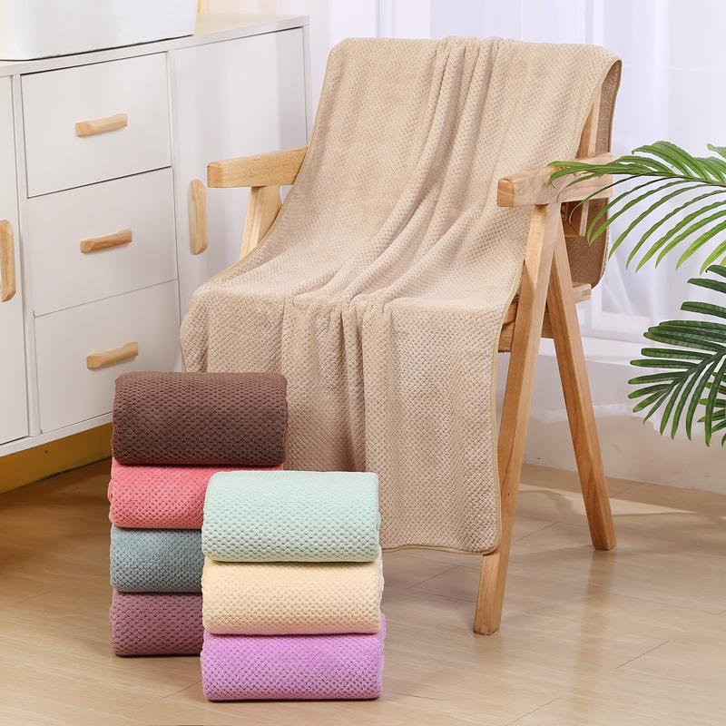 Extra Large Solid Color Coral Fleece Waffle Bath Towel Set with Thick Edges