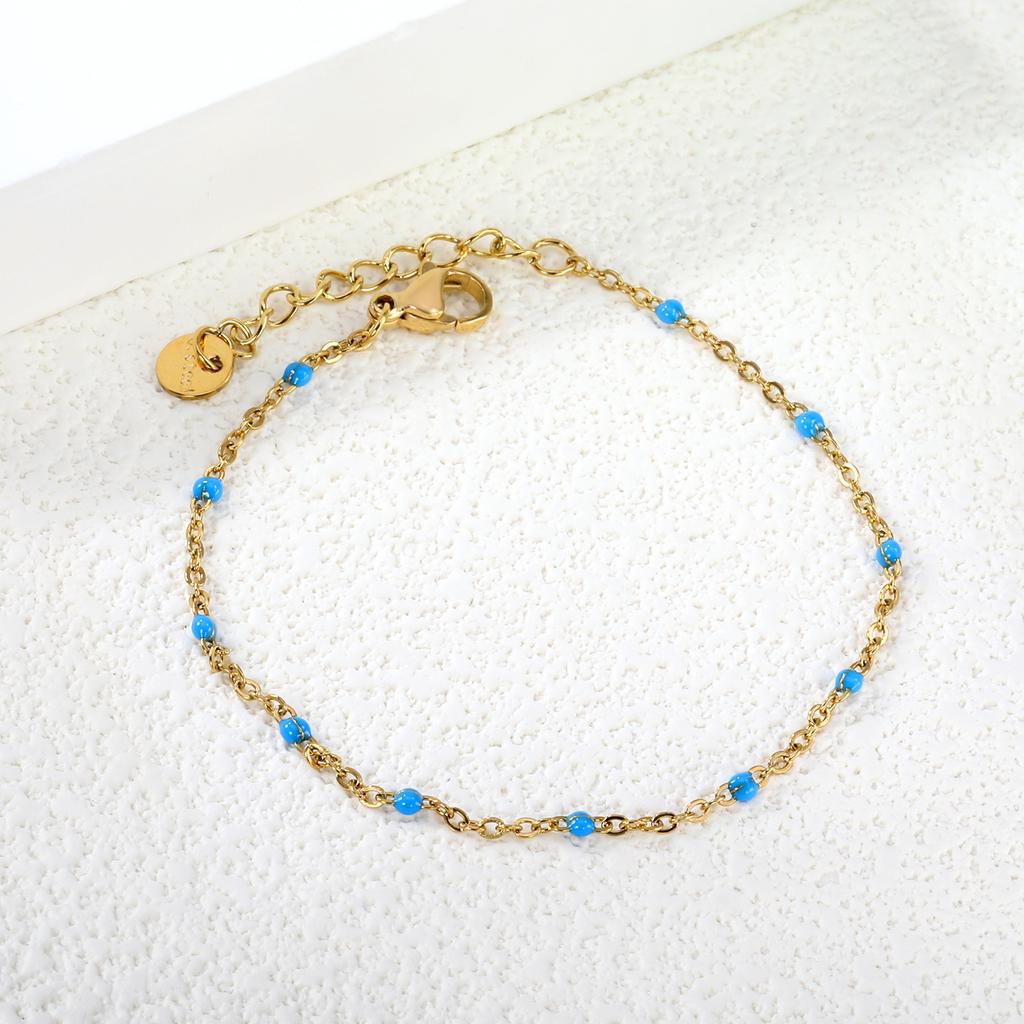 Color Epoxy Bracelet Beach Vacation Wind Fine Strip Bracelet Fashion Versatile Stainless Steel Hand Jewelry Women