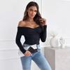2024 Herbst/Winter Off-Shoulder Langarm Sexy T-Shirt - Neue Europäische & Amerikanische Mode für Frauen