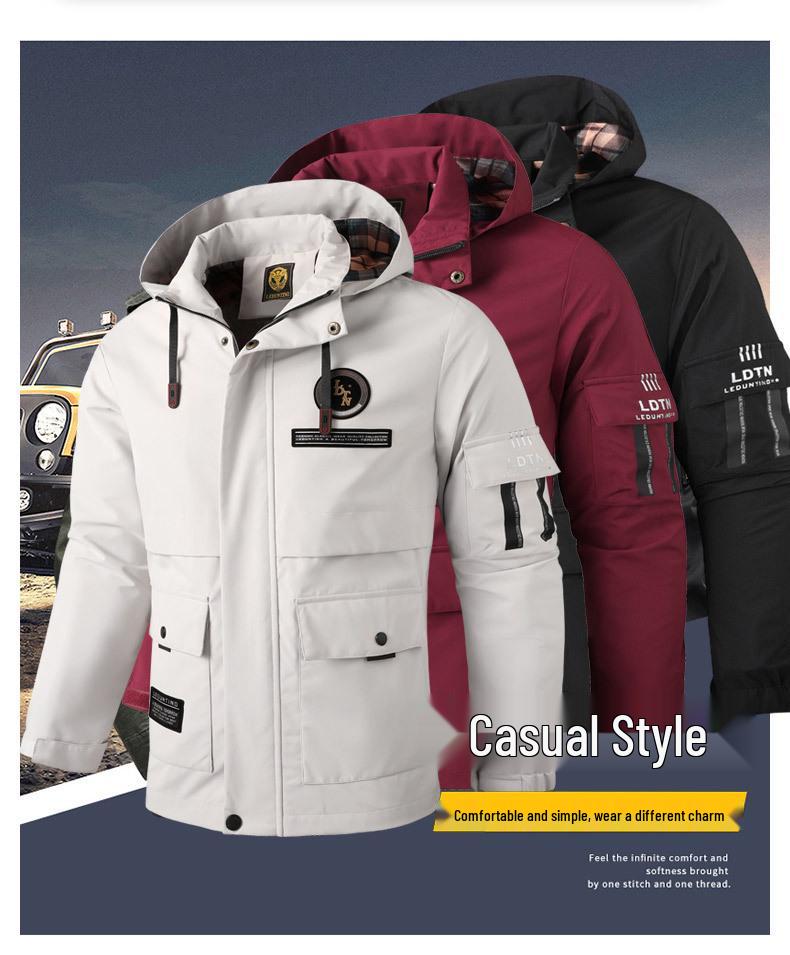 Men's Waterproof Hooded Windbreaker Jacket Parka Coat - Outdoor Casual Wear
