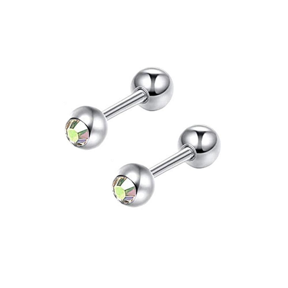 2X 6/8/10/12/14mm Barra de Aço Cartilagem da Orelha 3mm Bola de Cristal Tragus da Orelha Hélix Argola Barra Haltere Piercing Corporal