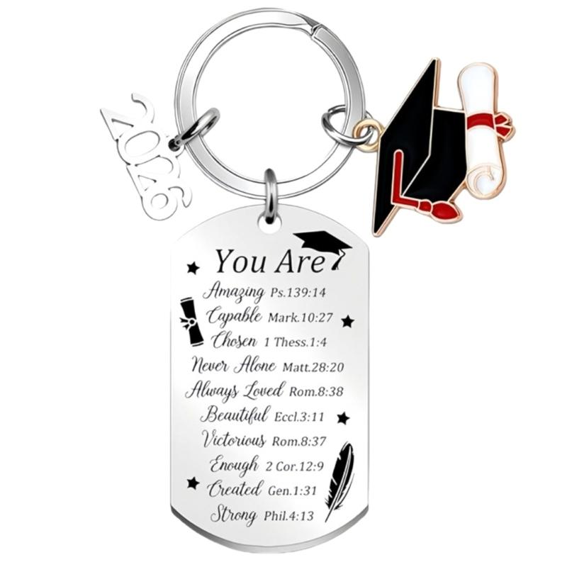 Stainless Steel Graduation Cap Keychain Bag Decoration For 2026 Commencement Academic Keepsake Graduation Gift