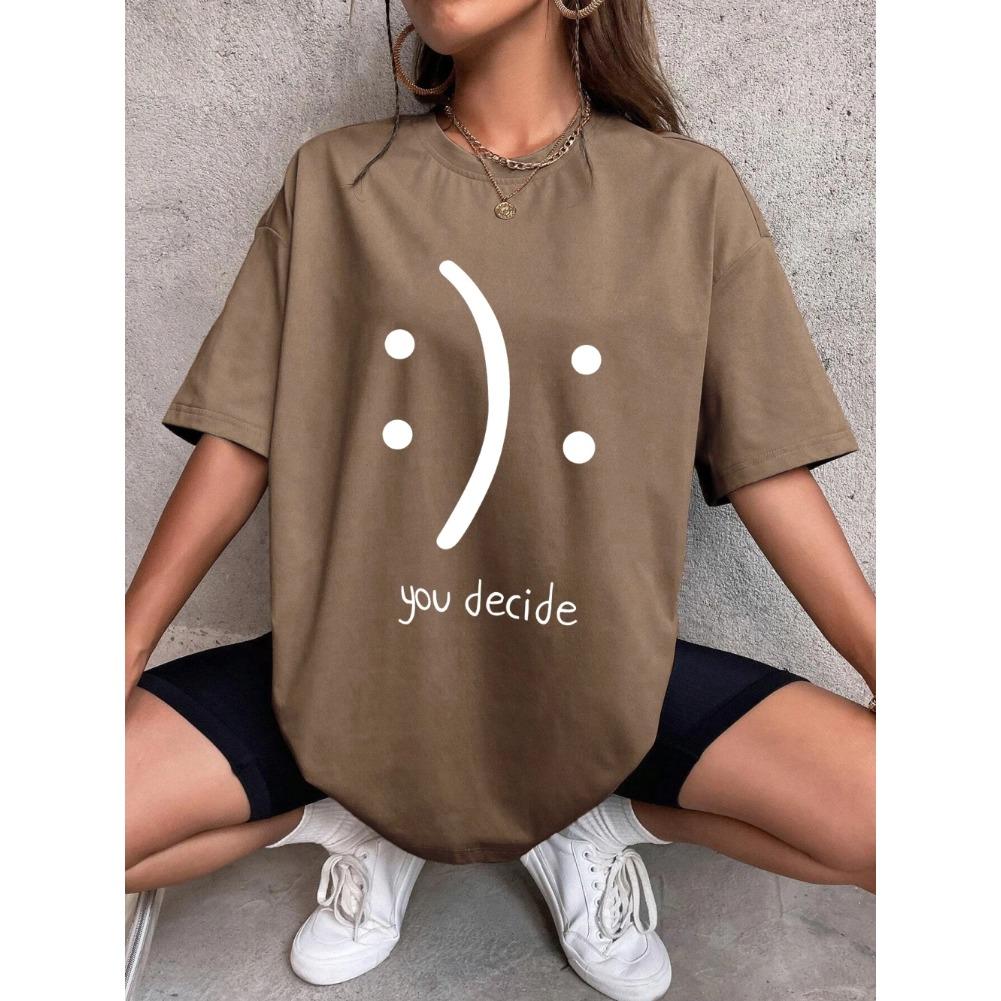 It'S Okay You Decide On It Cotton Print Women T-Shirt Harajuku Loose T-Shirts Hip Hop Casual Tshirt Creativity Fashion T-Shirt