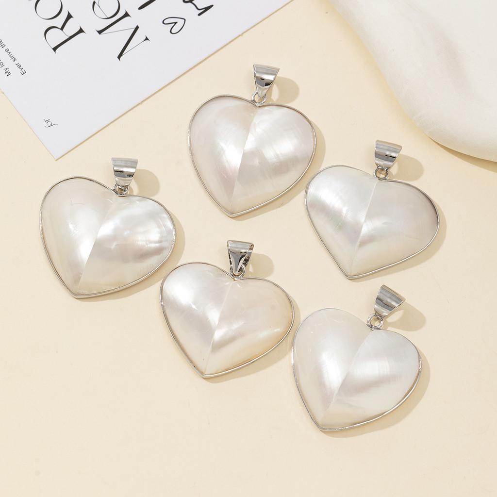 Shell Heart Pendant Necklace With Beaded Edge Handmade Jewelry For Women