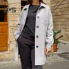 Dámské zimní kabát s odepínacím límcem Kapsy Pure Color s kapsou na hrudi Cardigan Volný střih Outwear Tepelné dlouhé rukávy Zimní bunda na dojíždění Randění