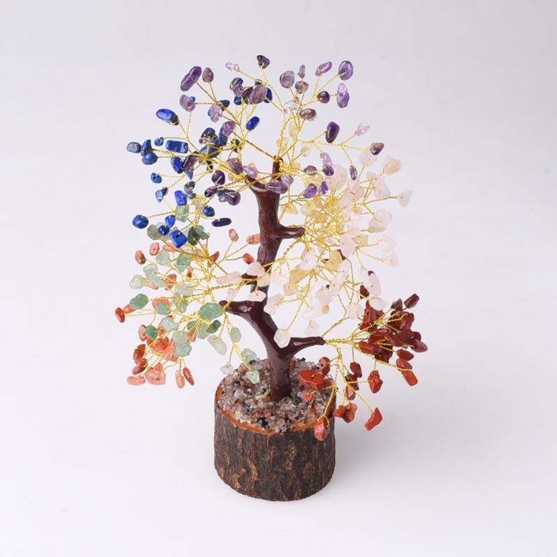 Handgefertigte Bunte Kristallstein Baum Figur Ornament für Reichtum und Positive Energie Büro und Zuhause Schreibtisch Dekorationen