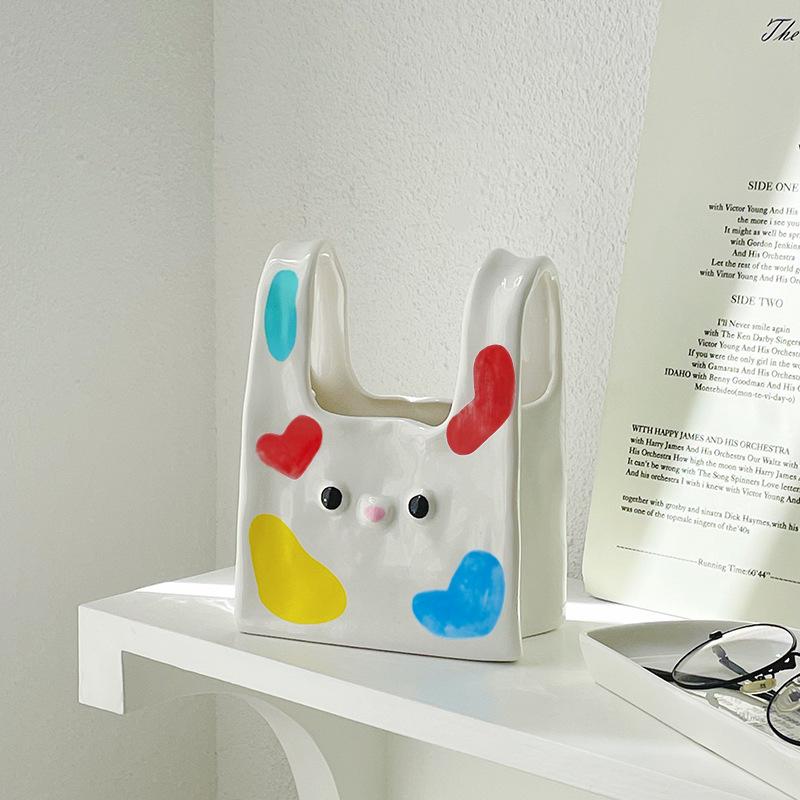 Creative Handbag Ceramic Vase Home Decor for Living Room Bedroom Entryway Handcrafted Artwork
