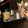 Transparent Luxury Organizer: Desktop Storage Box with Mirror for Makeup, Brushes, Eyebrow Pencils & Stationery.