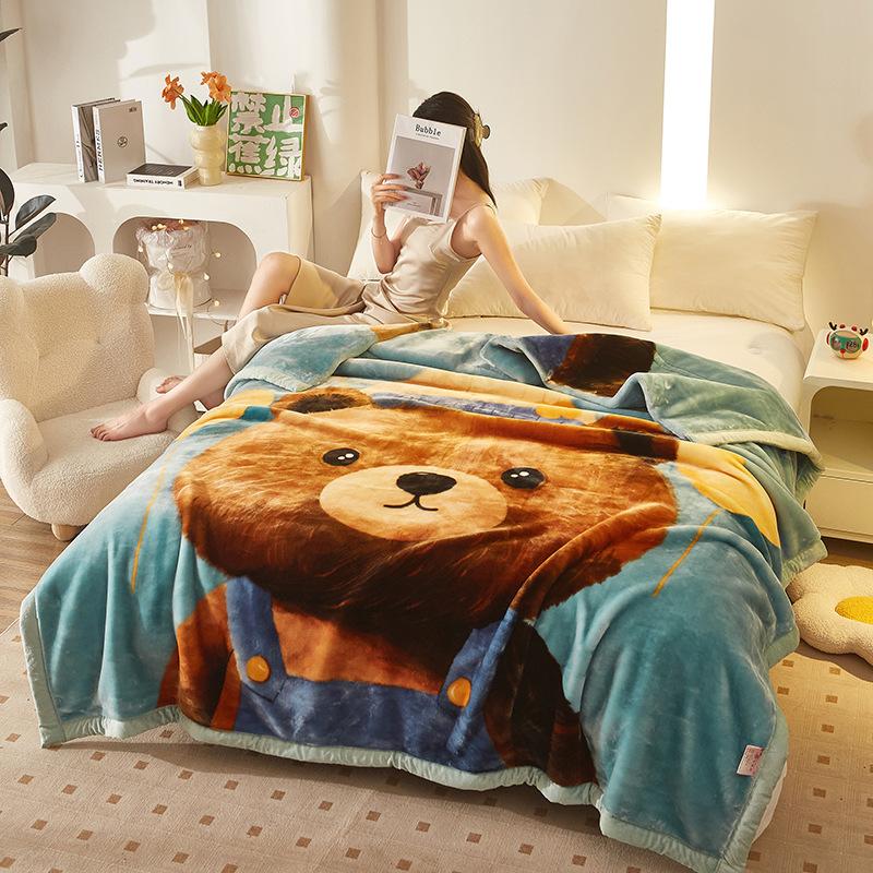Double-Layer Thickened Fleece Blanket for Single or Double Use Autumn/Winter Cover Blanket
