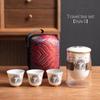 Portable Tea Set Ceramic Quick Tea Cup One Pot Three Cups Glass Teapot