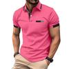 Fashionable Men's Casual Polo Shirt with Faux Chest Pocket, Turn-Down Collar and Button-Front Business T-Shirt Top